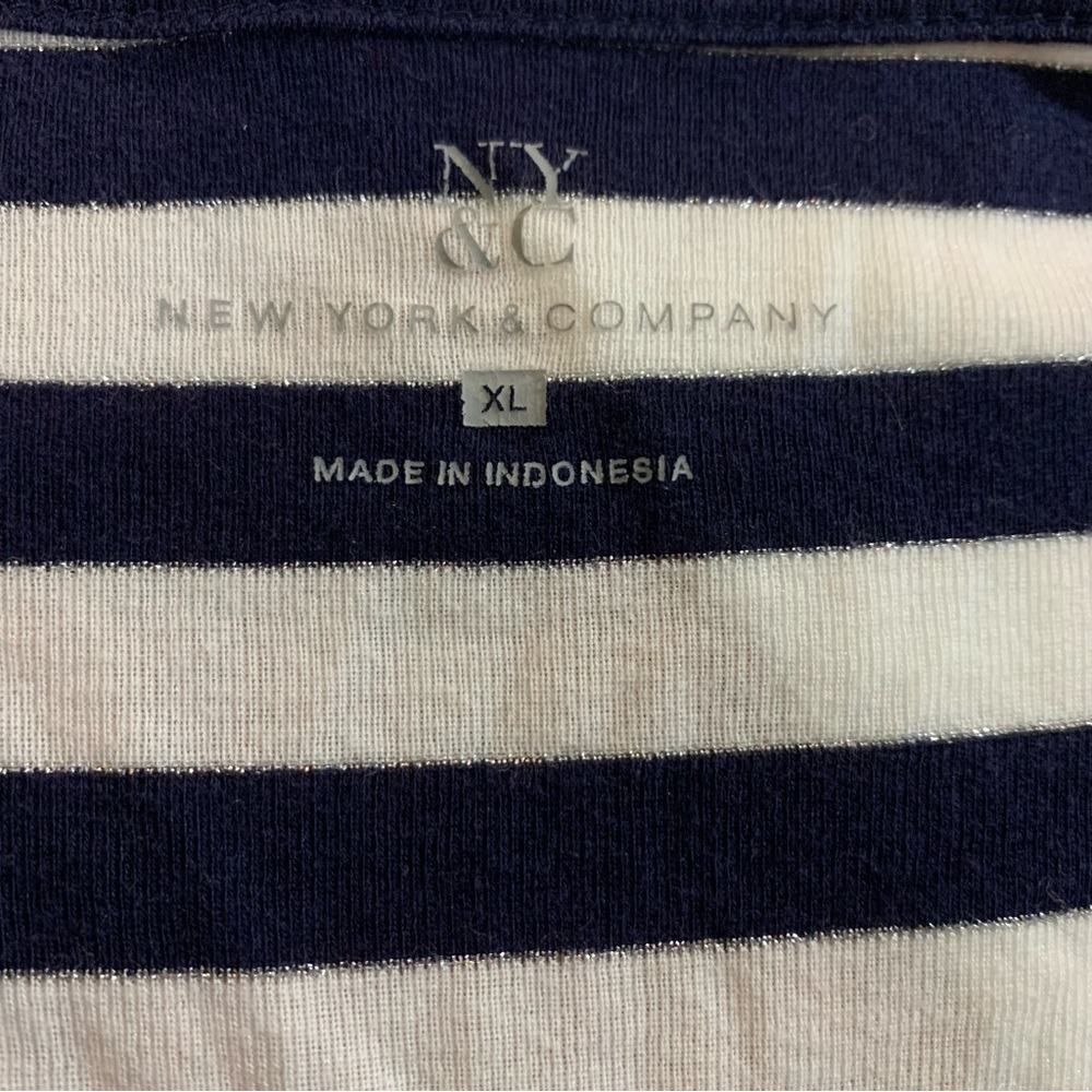 New York & Company Navy and White Striped Top - Picture 6 of 10